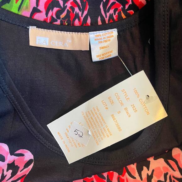 La Cera Floral Print A-Line Tank Tee Shirt Beach Dress Coverup Size Small NWT - Picture 5 of 5